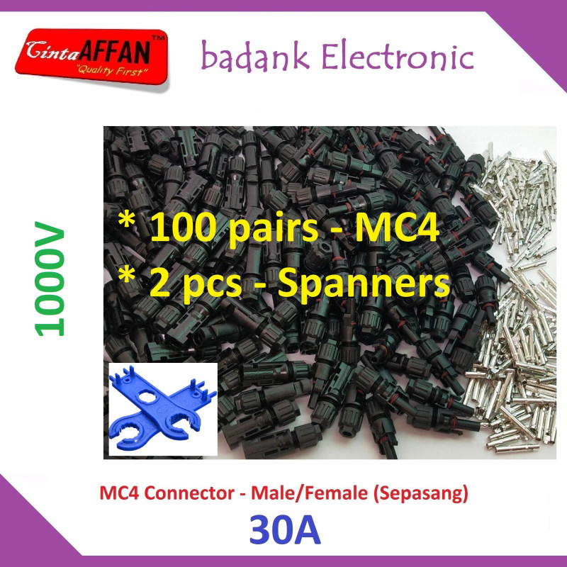 100 pairs  Spanner MC4 Connector M/F 1000V Solar Cell Panel Surya